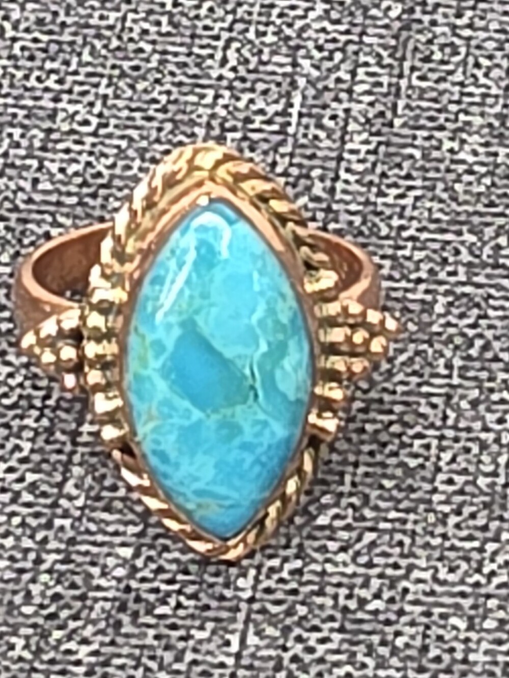 Boho Kingman Turquoise Copper Statement Ring Size 8